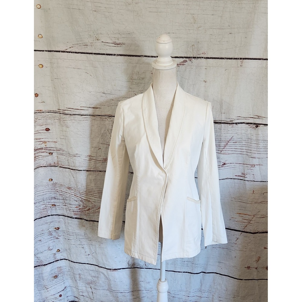 Elaine Kim Tamara Stretch Shawl Collar Blazer With Zipper Detail Size M